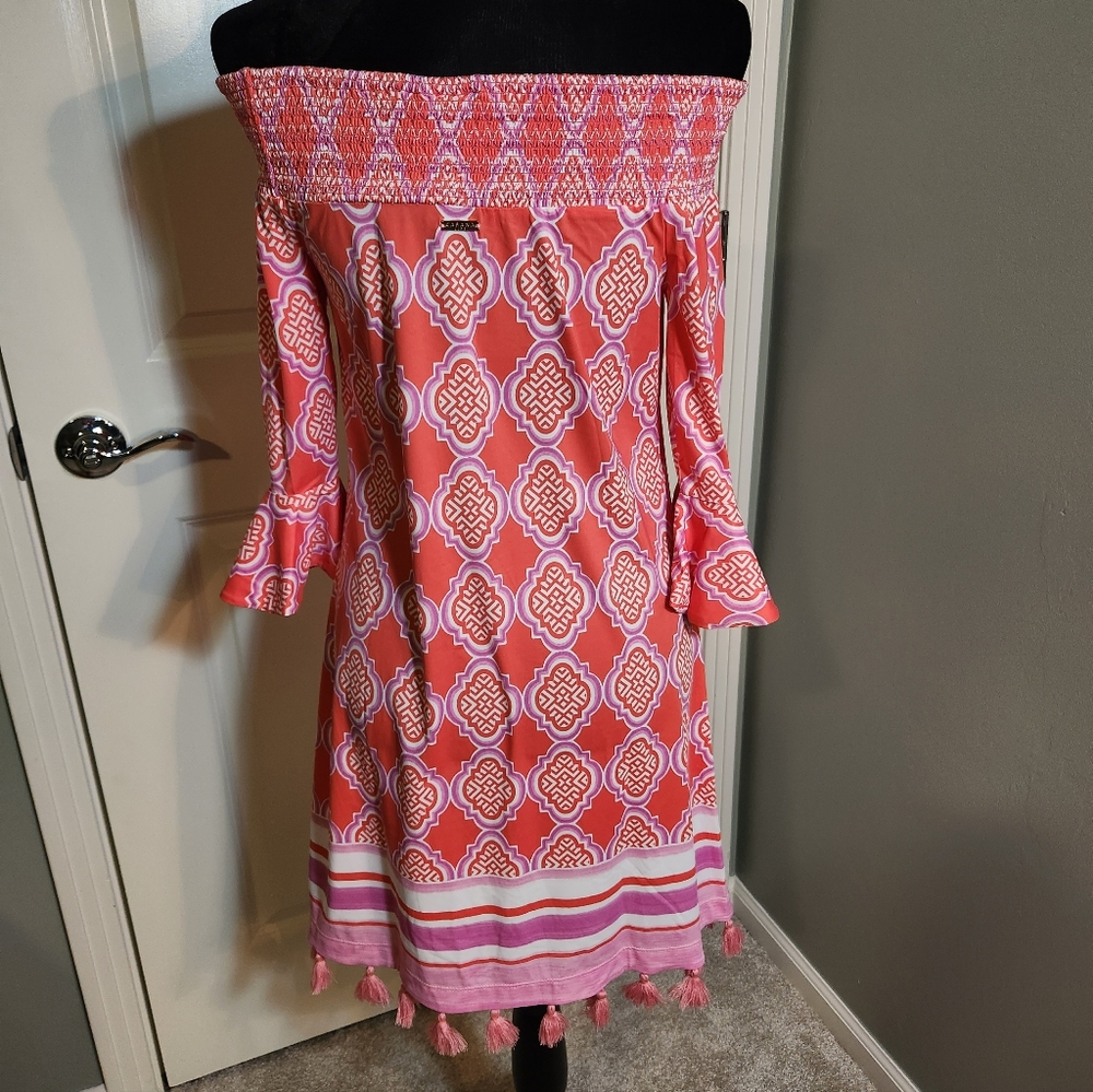 Pink Off-Shoulder Dress - Cabana Life,  50+ UV Protection - Picture 10 of 13